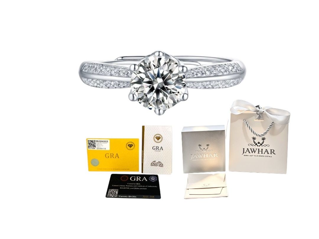 Luxury 1 Carat Moissanite Adjustable Ring with GRA Certified