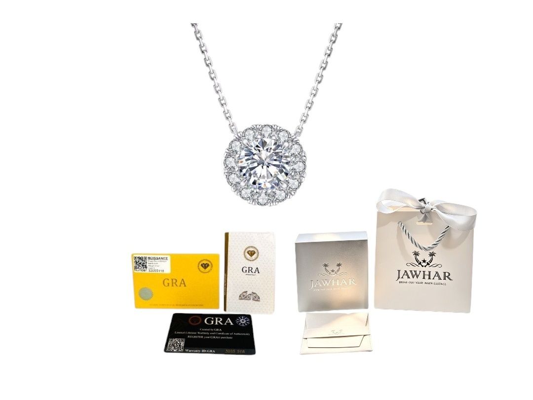 Premium Moissanite Necklace 925 Sterling Silver GRA Certified