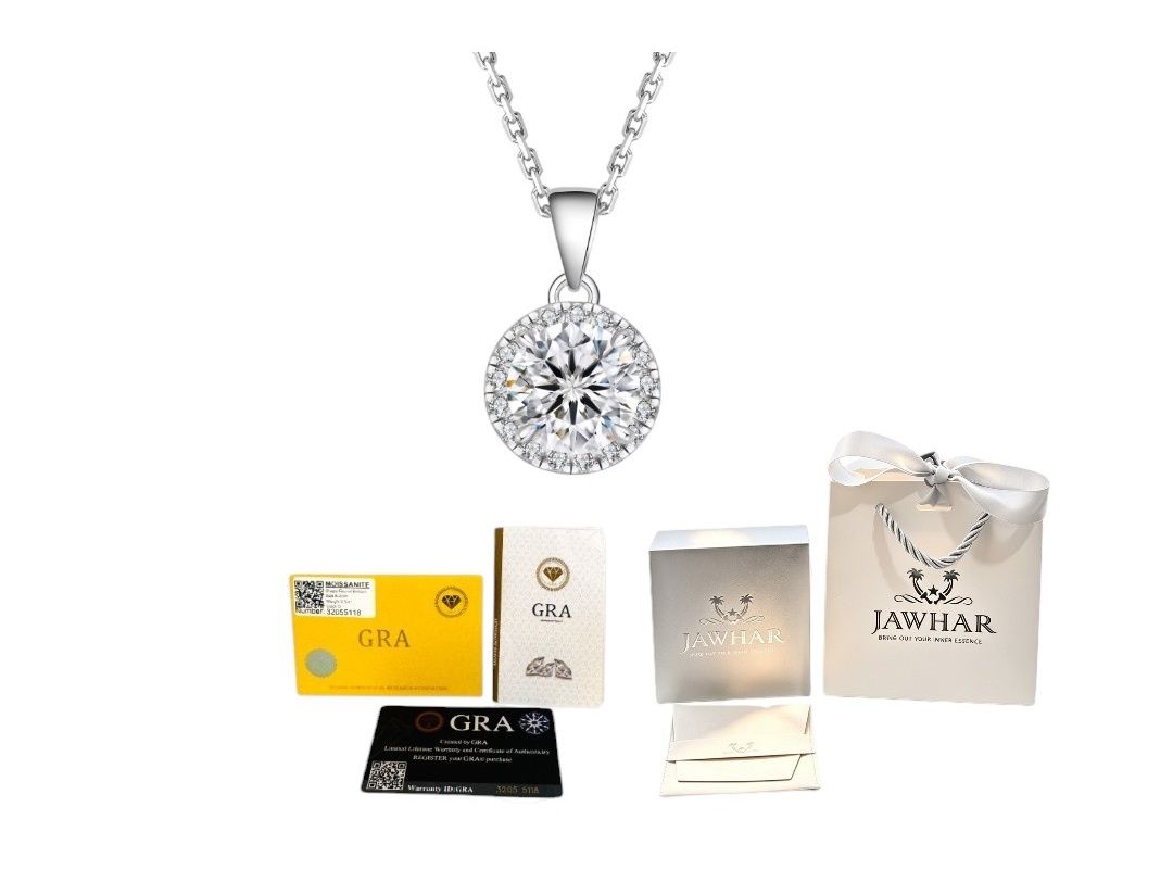 Luxury GRA Certified Moissanite Solitaire Necklace 925 Sterling Silver for Women